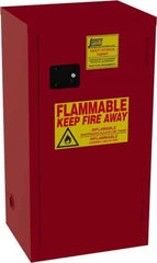 Jamco - 1 Door, 3 Shelf, Red Steel Double Wall Safety Cabinet for Flammable and Combustible Liquids - 35" High x 18" Wide x 23" Deep, Self Closing Door, 3 Point Key Lock, 24 Gal Capacity - Apex Tool & Supply