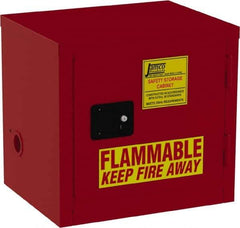 Jamco - 1 Door, 1 Shelf, Red Steel Double Wall Safety Cabinet for Flammable and Combustible Liquids - 22" High x 18" Wide x 23" Deep, Self Closing Door, 3 Point Key Lock, 12 Gal Capacity - Apex Tool & Supply