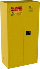 Jamco - 2 Door, 3 Shelf, Yellow Steel Double Wall Safety Cabinet for Flammable and Combustible Liquids - 65" High x 18" Wide x 34" Deep, Manual Closing Door, 3 Point Key Lock, 44 Gal Capacity - Apex Tool & Supply