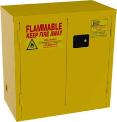 Jamco - 2 Door, 1 Shelf, Yellow Steel Double Wall Safety Cabinet for Flammable and Combustible Liquids - 35" High x 34" Wide x 18" Deep, Manual Closing Door, 3 Point Key Lock, 22 Gal Capacity - Apex Tool & Supply