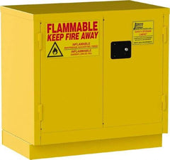 Jamco - 2 Door, 1 Shelf, Yellow Steel Double Wall Safety Cabinet for Flammable and Combustible Liquids - 35" High x 22" Wide x 36" Deep, Self Closing Door, 3 Point Key Lock, 22 Gal Capacity - Apex Tool & Supply