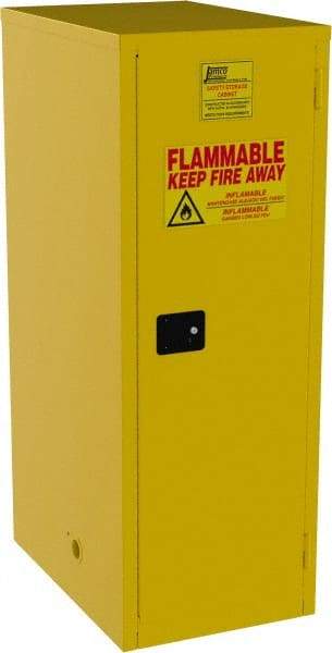 Jamco - 1 Door, 3 Shelf, Yellow Steel Double Wall Safety Cabinet for Flammable and Combustible Liquids - 65" High x 34" Wide x 23" Deep, Self Closing Door, 3 Point Key Lock, 60 Gal Capacity - Apex Tool & Supply