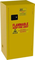 Jamco - 1 Door, 2 Shelf, Yellow Steel Double Wall Safety Cabinet for Flammable and Combustible Liquids - 44" High x 23" Wide x 18" Deep, Self Closing Door, 3 Point Key Lock, 18 Gal Capacity - Apex Tool & Supply