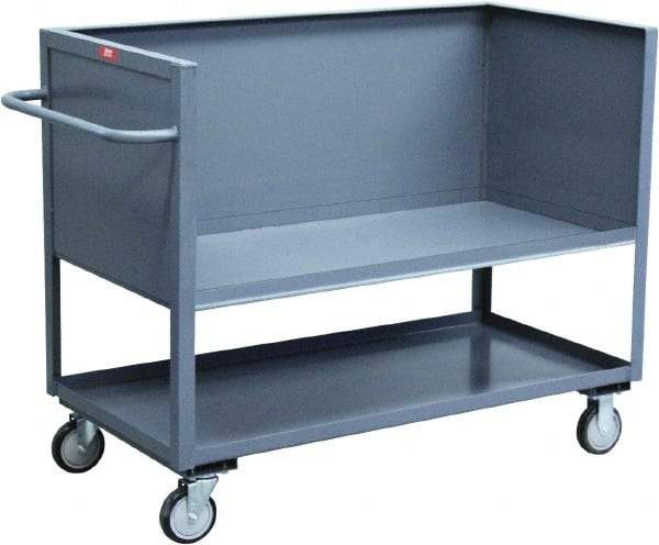 Jamco - 1,200 Lb Capacity, 2 Shelf, 3-Sided Steel Truck - 24" Long x 36" Wide x 44" High, 8" Diam Wheels - Apex Tool & Supply