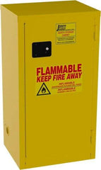 Jamco - 1 Door, 2 Shelf, Yellow Steel Double Wall Safety Cabinet for Flammable and Combustible Liquids - 44" High x 18" Wide x 23" Deep, Manual Closing Door, 3 Point Key Lock, 18 Gal Capacity - Apex Tool & Supply