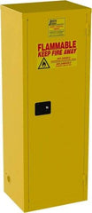 Jamco - 1 Door, 3 Shelf, Yellow Steel Double Wall Safety Cabinet for Flammable and Combustible Liquids - 65" High x 18" Wide x 23" Deep, Manual Closing Door, 3 Point Key Lock, 24 Gal Capacity - Apex Tool & Supply