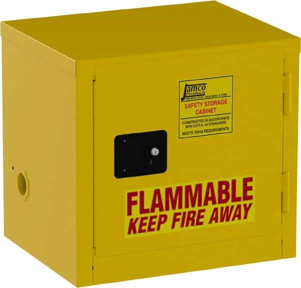 Jamco - 1 Door, Yellow Steel Double Wall Safety Cabinet for Flammable and Combustible Liquids - 22" High x 18" Wide x 23" Deep, Self Closing Door, 3 Point Key Lock, 6 Gal Capacity - Apex Tool & Supply