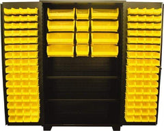 Jamco - 2 Shelf 140 Bin Storage Cabinet - Steel, 48" Wide x 24" Deep x 78" High, Black - Apex Tool & Supply