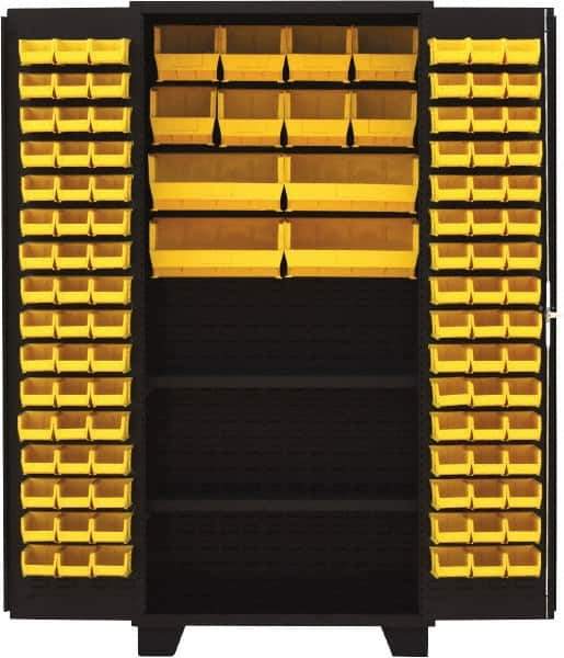 Jamco - 2 Shelf 108 Bin Storage Cabinet - Steel, 36" Wide x 24" Deep x 78" High, Black - Apex Tool & Supply