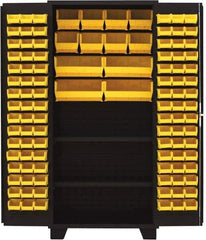 Jamco - 2 Shelf 108 Bin Storage Cabinet - Steel, 36" Wide x 24" Deep x 78" High, Black - Apex Tool & Supply