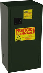 Jamco - 1 Door, 2 Shelf, Green Steel Double Wall Safety Cabinet for Flammable and Combustible Liquids - 44" High x 18" Wide x 23" Deep, Self Closing Door, 3 Point Key Lock, 18 Gal Capacity - Apex Tool & Supply