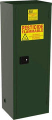 Jamco - 1 Door, 3 Shelf, Green Steel Double Wall Safety Cabinet for Flammable and Combustible Liquids - 65" High x 18" Wide x 23" Deep, Manual Closing Door, 3 Point Key Lock, 24 Gal Capacity - Apex Tool & Supply