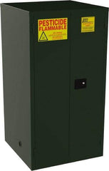 Jamco - 2 Door, 2 Shelf, Green Steel Double Wall Safety Cabinet for Flammable and Combustible Liquids - 65" High x 34" Wide x 34" Deep, Manual Closing Door, 3 Point Key Lock, 60 Gal Capacity - Apex Tool & Supply