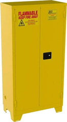 Jamco - 2 Door, 3 Shelf, Yellow Steel Double Wall Safety Cabinet for Flammable and Combustible Liquids - 70" High x 18" Wide x 34" Deep, Self Closing Door, 3 Point Key Lock, 44 Gal Capacity - Apex Tool & Supply