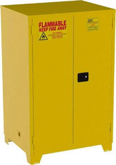 Jamco - 2 Door, 2 Shelf, Yellow Steel Double Wall Safety Cabinet for Flammable and Combustible Liquids - 70" High x 34" Wide x 43" Deep, Self Closing Door, 3 Point Key Lock, 90 Gal Capacity - Apex Tool & Supply