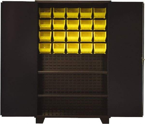 Jamco - 2 Shelf 20 Bin Storage Cabinet - Steel, 48" Wide x 24" Deep x 78" High, Black - Apex Tool & Supply