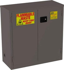 Jamco - 2 Door, 1 Shelf, Yellow Steel Double Wall Safety Cabinet for Flammable and Combustible Liquids - 44" High x 18" Wide x 43" Deep, Manual Closing Door, 3 Point Key Lock, 30 Gal Capacity - Apex Tool & Supply