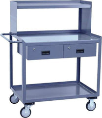 Jamco - Flush Mobile Work Bench with Shelf Riser - Steel, Gray, 24" Long x 36" Deep x 52" High - Apex Tool & Supply