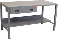 Jamco - 72 Wide x 36" Deep x 34" High, 12 Gauge Steel Heavy-Duty Workbench with Drawer - 12 Gauge Steel Top, Fixed Legs, Gray - Apex Tool & Supply