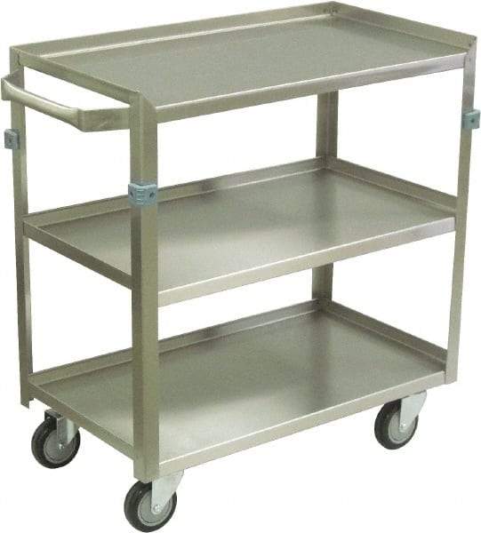 Jamco - 600 Lb Capacity, 36" Wide x 22" Long x 34" High Shelf Cart - 3 Shelf, Stainless Steel, 4 Swivel Casters - Apex Tool & Supply