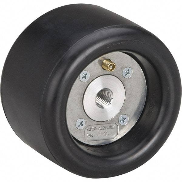 Dynabrade - 3-1/4" Wheel OD, 3" Wheel Width, 7,000 RPM, Aluminum, Pneumatic Wheel without Hub - 10-11/16" Long x 3" Wide, 1" Wheel Arbor Hole, For Use with 13204, 13505, 13515 & 13520 Dynastraight Air-Powered Abrasive Finishing Tools - Apex Tool & Supply