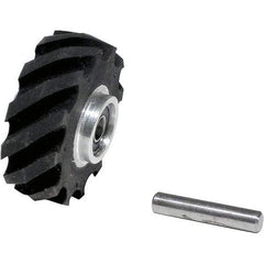 Dynabrade - 2" Diam x 5/8" Wide Contact Wheel Assembly - 5/8" Arbor Hole, Crowned, 40 Duro Rubber Face - Apex Tool & Supply