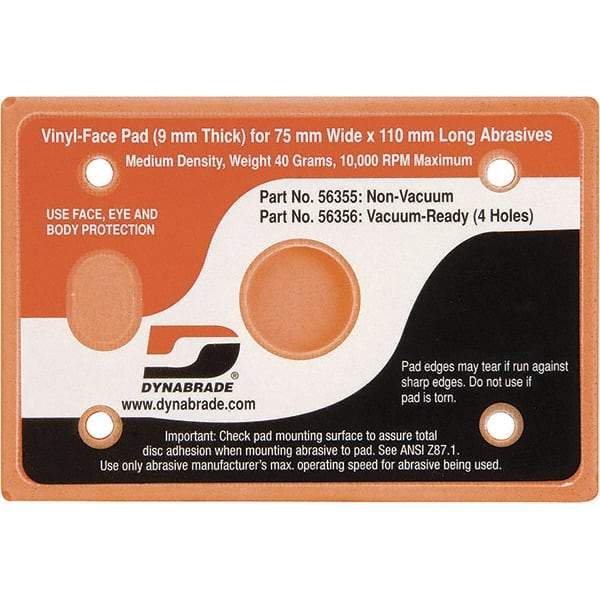 Dynabrade - 4-1/4 x 3" Rectangular Adhesive/PSA Backing Pad - Dynabug II Compatible, Screw Attachment, Nonvacuum Pad, 3/8" Thick, Medium Density - Apex Tool & Supply