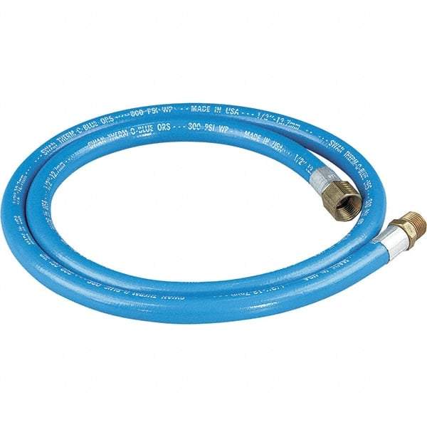 Dynabrade - 1/2" ID 5' Long Hose - Female/Male Ends, 90 Working psi, 1/2" Fitting, Blue - Apex Tool & Supply