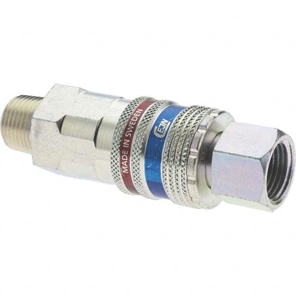 Dynabrade - 2 Piece 3/8" Body 3/8 NPT 150 psi Brass/Steel Industrial Pneumatic Coupling Plug Set - Apex Tool & Supply