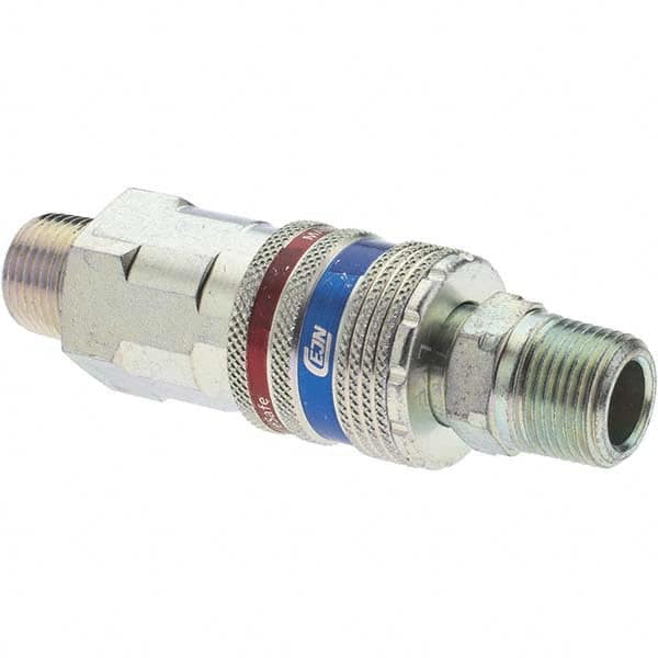 Dynabrade - 2 Piece 3/8" Body 3/8 NPT 150 psi Brass/Steel Industrial Pneumatic Coupling Plug Set - Apex Tool & Supply