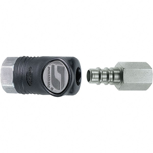 Dynabrade - 2 Piece 1/4" Body 1/4 NPT 150 psi Composite Industrial Pneumatic Coupling Plug Set - Apex Tool & Supply