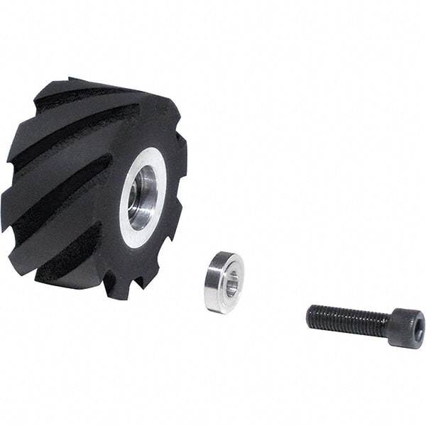 Dynabrade - 2" Diam x 1" Wide Contact Wheel Assembly - 1/4" Arbor Hole, Standard, 90 Duro Urethane Face - Apex Tool & Supply
