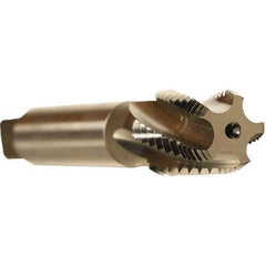 Emuge - 1/2-14 NPT, 15° Helix, 5 Flutes, Bright Finish, Cobalt, Spiral Flute Pipe Tap - Right Hand Flute, 1.38" Thread Length, 0.515" Square Size, Series KEG - Apex Tool & Supply