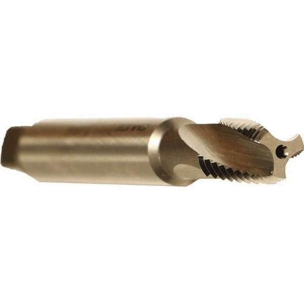 Emuge - 1/4-18 NPT, 15° Helix, 3 Flutes, Bright Finish, Cobalt, Spiral Flute Pipe Tap - Right Hand Flute, 1.06" Thread Length, 0.421" Square Size, Series KEG - Apex Tool & Supply