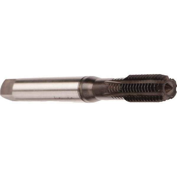 Emuge - M3x0.50 Metric 6HX Modified Bottoming Thread Forming Tap - Cobalt, Nitride Finish, 56mm OAL, 11mm Thread Length, Right Hand Thread, Series Druck - Apex Tool & Supply