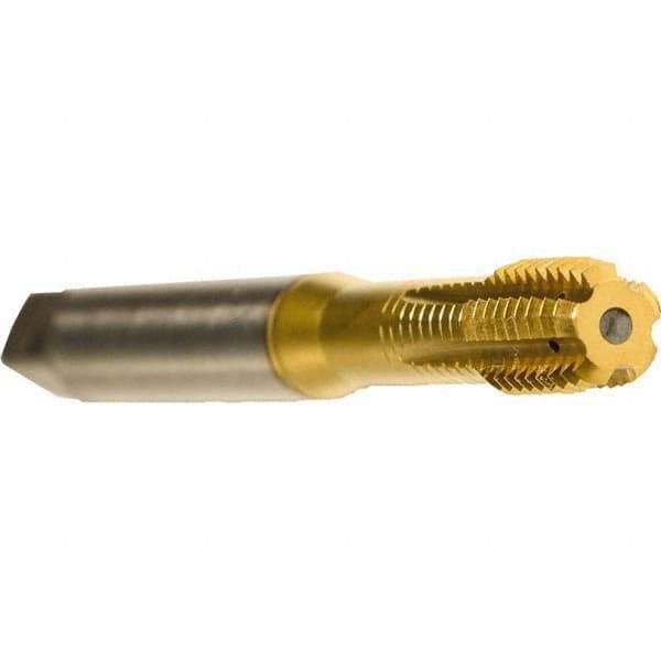 Emuge - 1/4-28 UNF 2BX Modified Bottoming Thread Forming Tap - Cobalt, TiN Finish, 3.15" OAL, 0.394" Thread Length, Right Hand Thread, Series Druck - Apex Tool & Supply