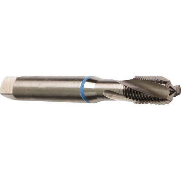 Emuge - M10x1.50 Metric 3 Flute 6H Bottoming Spiral Flute Tap - Cobalt, Bright Finish, 2-15/16" OAL, Right Hand Flute, Right Hand Thread, Series Rekord D - Exact Industrial Supply
