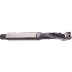 Emuge - M10x1.50 Metric 3 Flute 6HX Bottoming Spiral Flute Tap - Cobalt, TiCN Finish, 100mm OAL, Right Hand Flute, Right Hand Thread, Series Rekord D - Apex Tool & Supply
