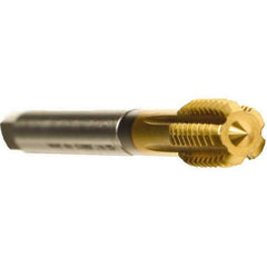 Emuge - 5/8-18 UNF 2BX Modified Bottoming Thread Forming Tap - Cobalt, TiN Finish, 3.937" OAL, 0.591" Thread Length, Right Hand Thread, Series Druck - Apex Tool & Supply