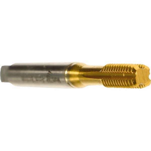 Emuge - 3/8-24 UNF 2B/3B Bottoming Thread Forming Tap - Cobalt, TiN Finish, 3.937" OAL, 0.866" Thread Length, Right Hand Thread, Series Druck - Exact Industrial Supply