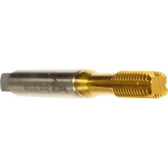 Emuge - 1/4-28 UNF 2B/3B Bottoming Thread Forming Tap - Cobalt, TiN Finish, 3.15" OAL, 0.669" Thread Length, Right Hand Thread, Series Druck - Apex Tool & Supply