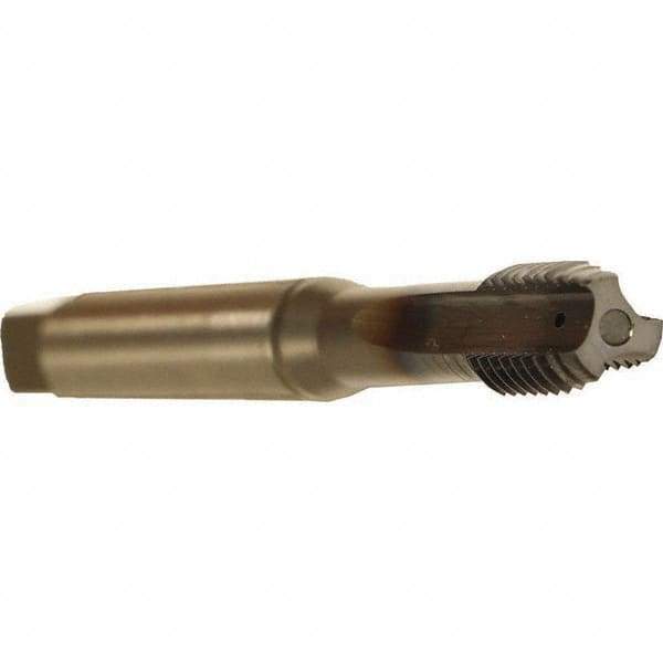 Emuge - 3/8-24 UNF 2BX 4 Flute TiCN Finish Cobalt Straight Flute Machine Tap - Modified Bottoming, Right Hand Thread, 3.937" OAL, 0.709" Thread Length, Oversize, Through Coolant - Apex Tool & Supply