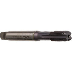 Emuge - M8x1.25 Metric Coarse 6HX 4 Flute TiCN Finish Cobalt Straight Flute Machine Tap - Modified Bottoming, Right Hand Thread, 90mm OAL, 20mm Thread Length, Oversize, Through Coolant - Apex Tool & Supply