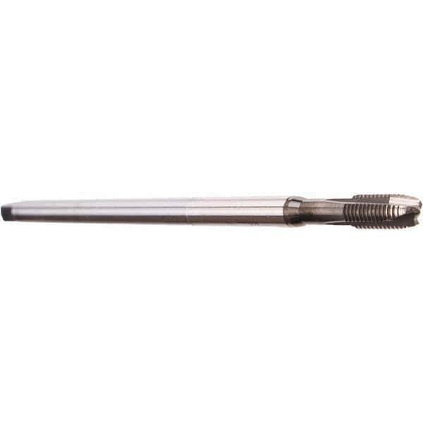 Emuge - M3x0.50 Metric Coarse 3 Flute Nitride Finish Cobalt Spiral Point Extension Tap - Plug Chamfer, 100mm OAL, 6H Class of Fit, Series Rekord B - Apex Tool & Supply