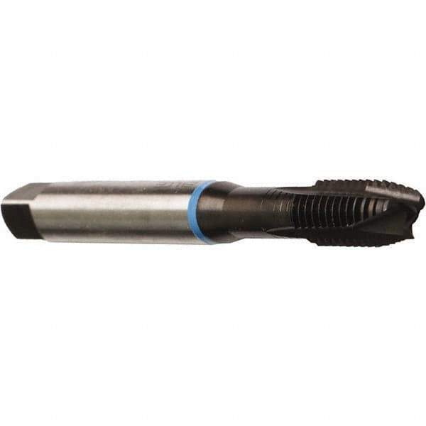 Emuge - M10x1.50 Metric Coarse, 3 Flute, Nitride Finish, Cobalt Spiral Point Tap - Plug Chamfer, Right Hand Thread, 70mm OAL, 22mm Thread Length, 7mm Shank Diam, 6H Class of Fit, Series Rekord B - Exact Industrial Supply