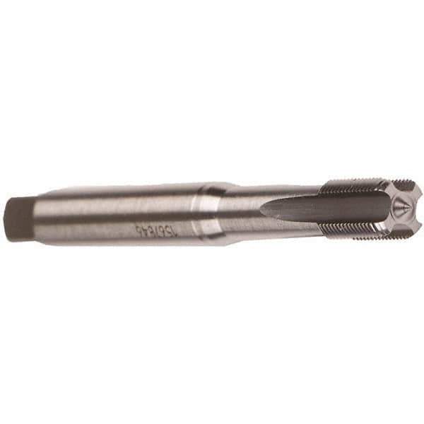 Emuge - M10x1.00 Metric Fine 6HX 4 Flute Bright Finish Cobalt Straight Flute Machine Tap - Modified Bottoming, Left Hand Thread, 90mm OAL, 18mm Thread Length, Oversize - Exact Industrial Supply