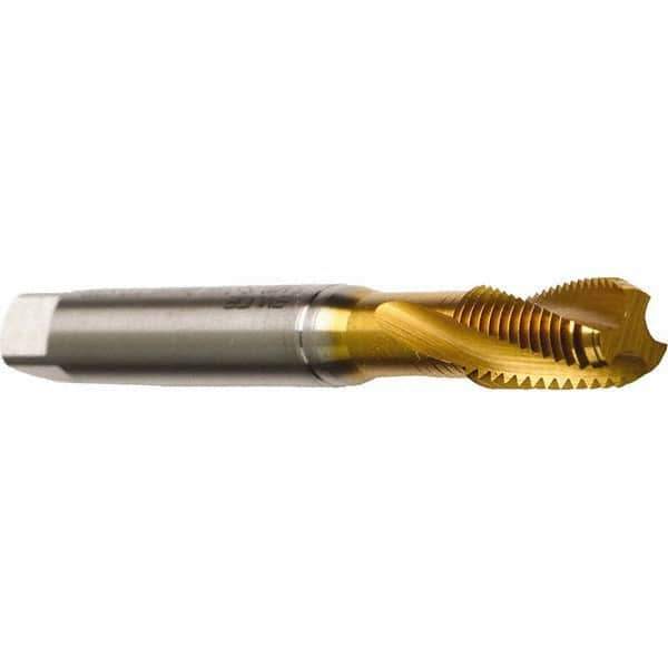Emuge - #5-44 UNF 3 Flute 2B Modified Bottoming Spiral Flute Tap - Cobalt, TiN Finish, 2.205" OAL, Right Hand Flute, Right Hand Thread, Series Rekord D - Exact Industrial Supply