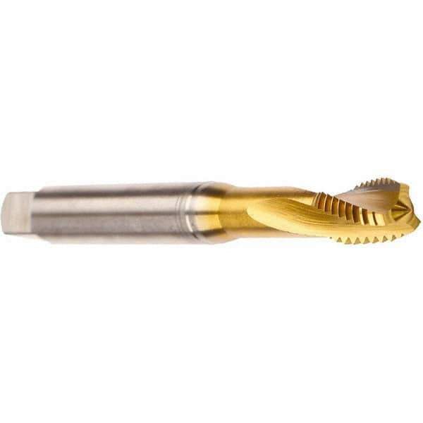Emuge - #5-40 UNC 2 Flute 2BX Modified Bottoming Spiral Flute Tap - Cobalt, TiN Finish, 2.205" OAL, Right Hand Flute, Right Hand Thread, Series Rekord D - Apex Tool & Supply