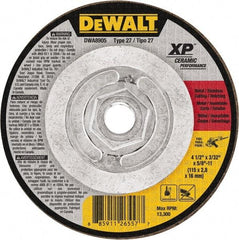 DeWALT - 24 Grit, 4-1/2" Wheel Diam, Type 27 Depressed Center Wheel - Coarse/Medium Grade, Ceramic, N Hardness, 13,300 Max RPM - Apex Tool & Supply