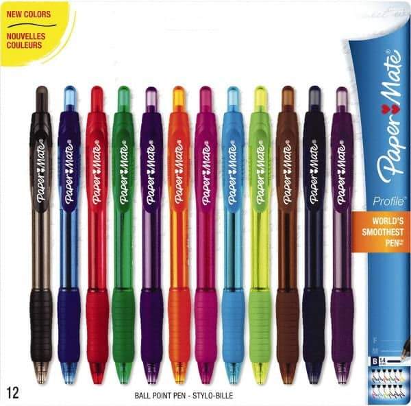 Paper Mate - 1.4mm Ball Point Retractable Pen - Assorted Colors - Apex Tool & Supply